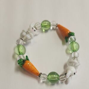 Glass And Acrylic Bunny and Carrot Beaded Bracelet